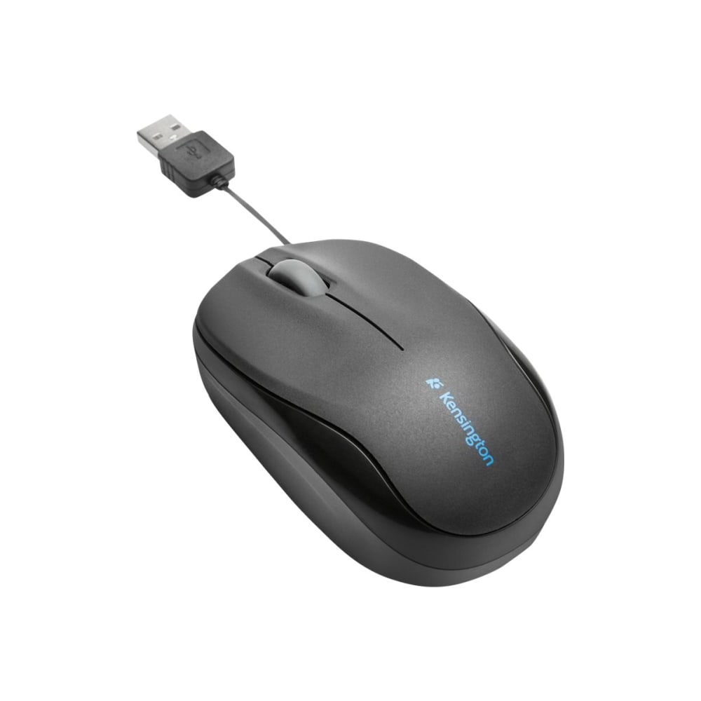 Kensington Pro Fit Optical Mouse with Retractable Cord, Black