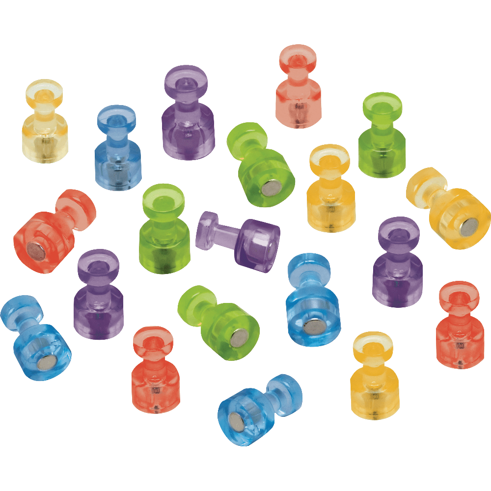 Quartet Assorted Colors Magnetic Pushpins, 1 1/2in Diameter, Assorted Colors, Pack Of 20