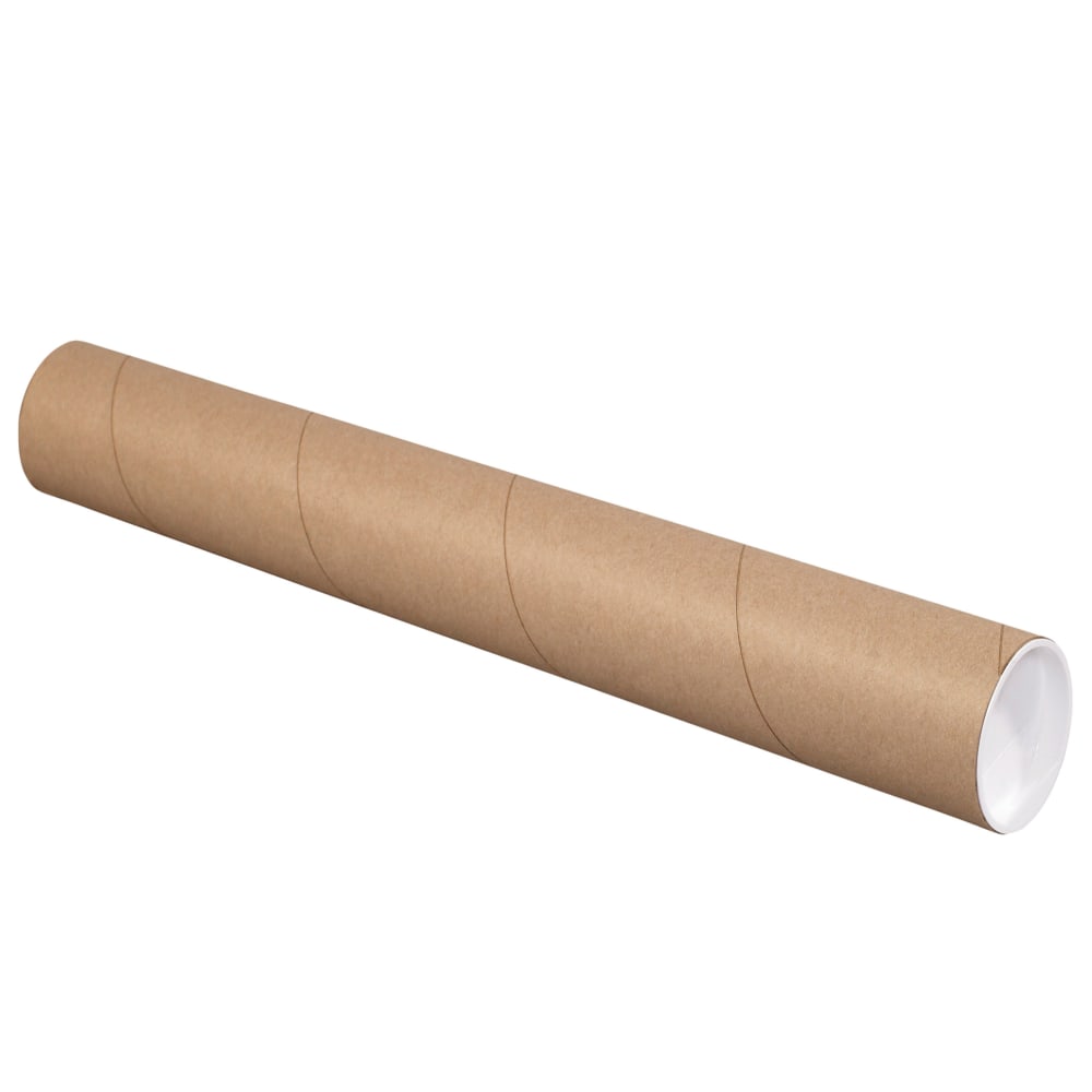 Partners Brand Mailing Tubes With Caps, 3in x 38in, 80% Recycled, Kraft, Case Of 24
