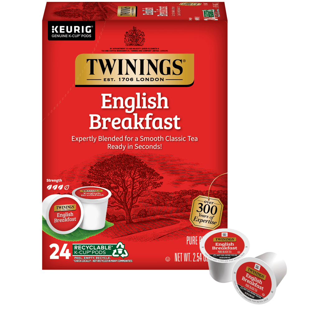 Twinings of London English Breakfast Tea, Keurig K-Cup Pods, 0.11 Oz, Box Of 24
