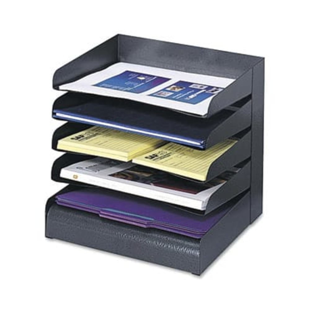 Safco Steel Desk Tray Sorter, 5 Shelf, 11 1/4inH x 12inW x 9 1/2inD, Black