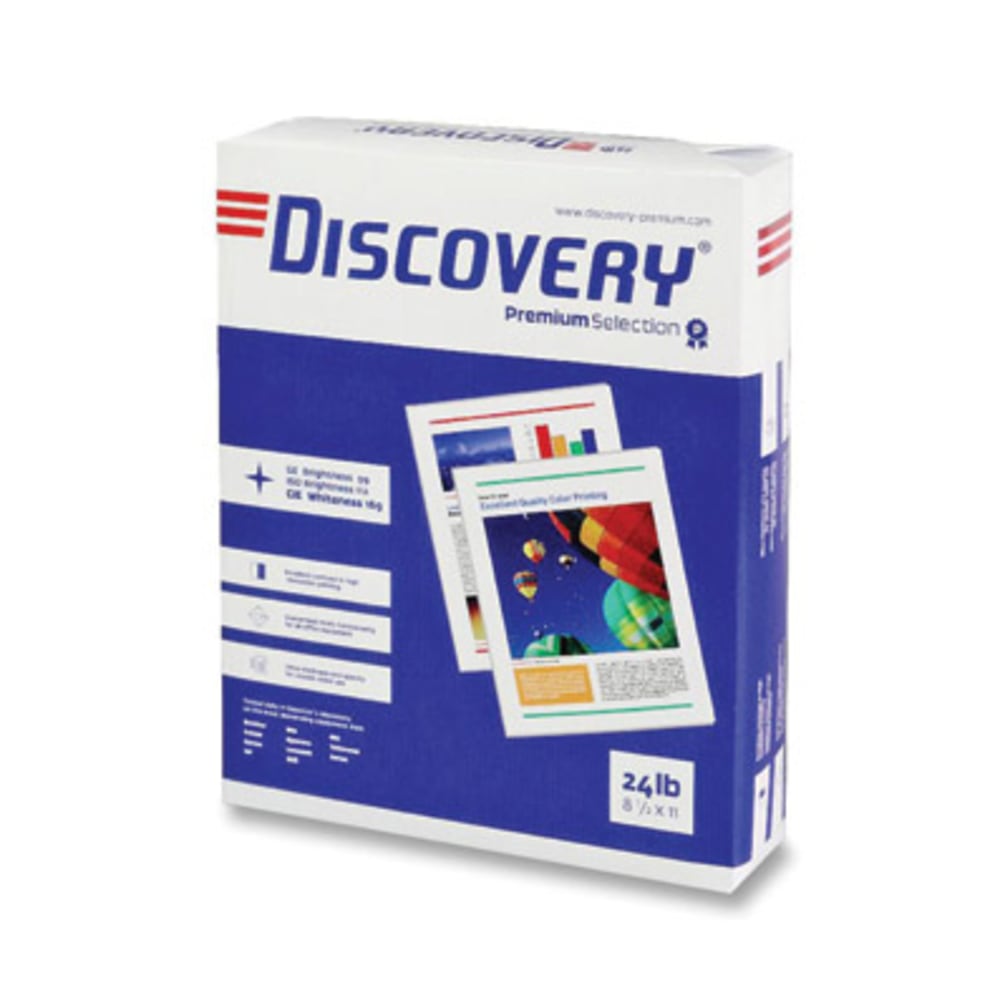 Discovery Multi-Use Printer & Copy Paper, White, Letter (8.5in x 11in), 5000 Sheets Per Case, 24 Lb, 92 Brightness, Case Of 10 Reams