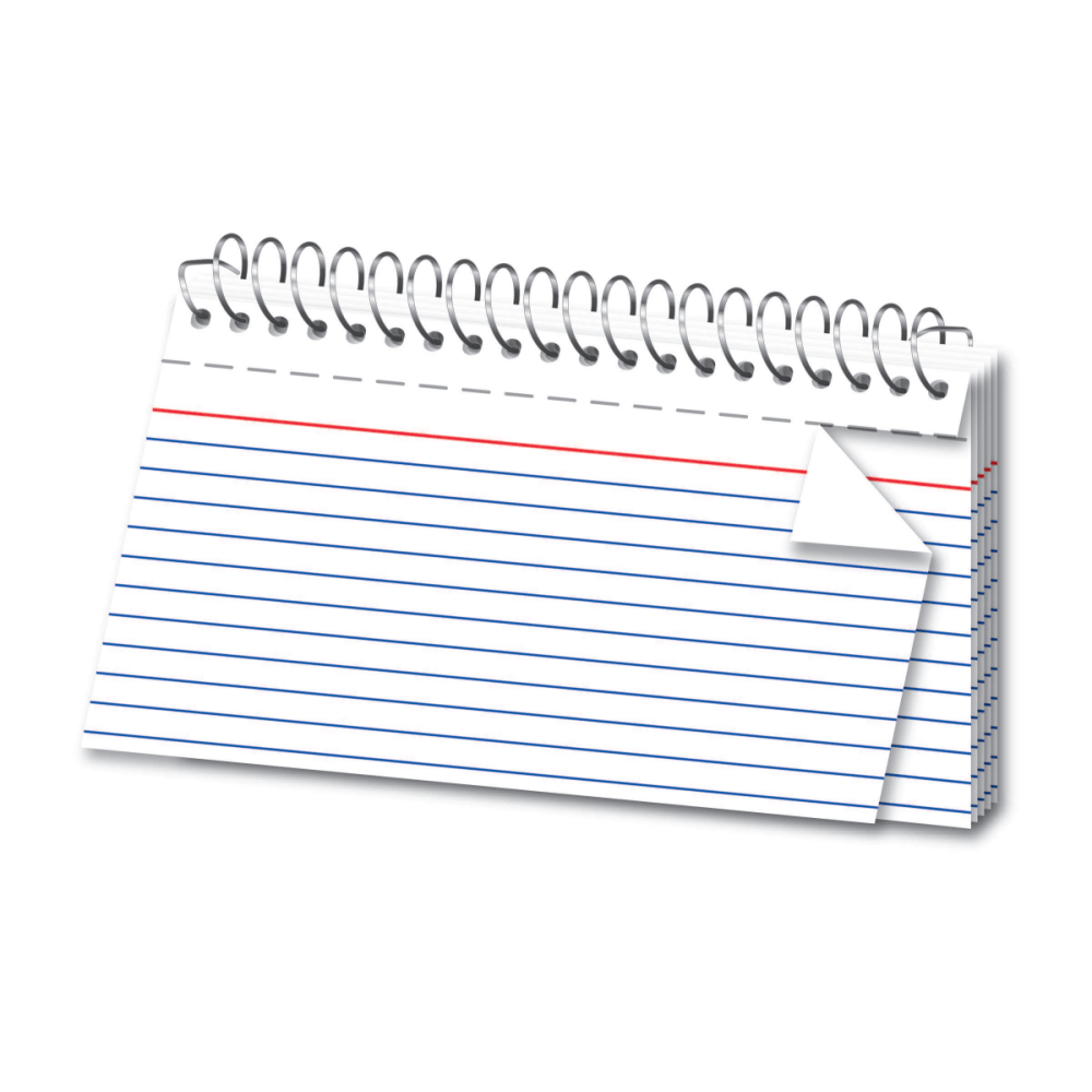 Office Depot Brand Spiral Ruled Index Cards, 3in x 5in, White, Pack Of 50