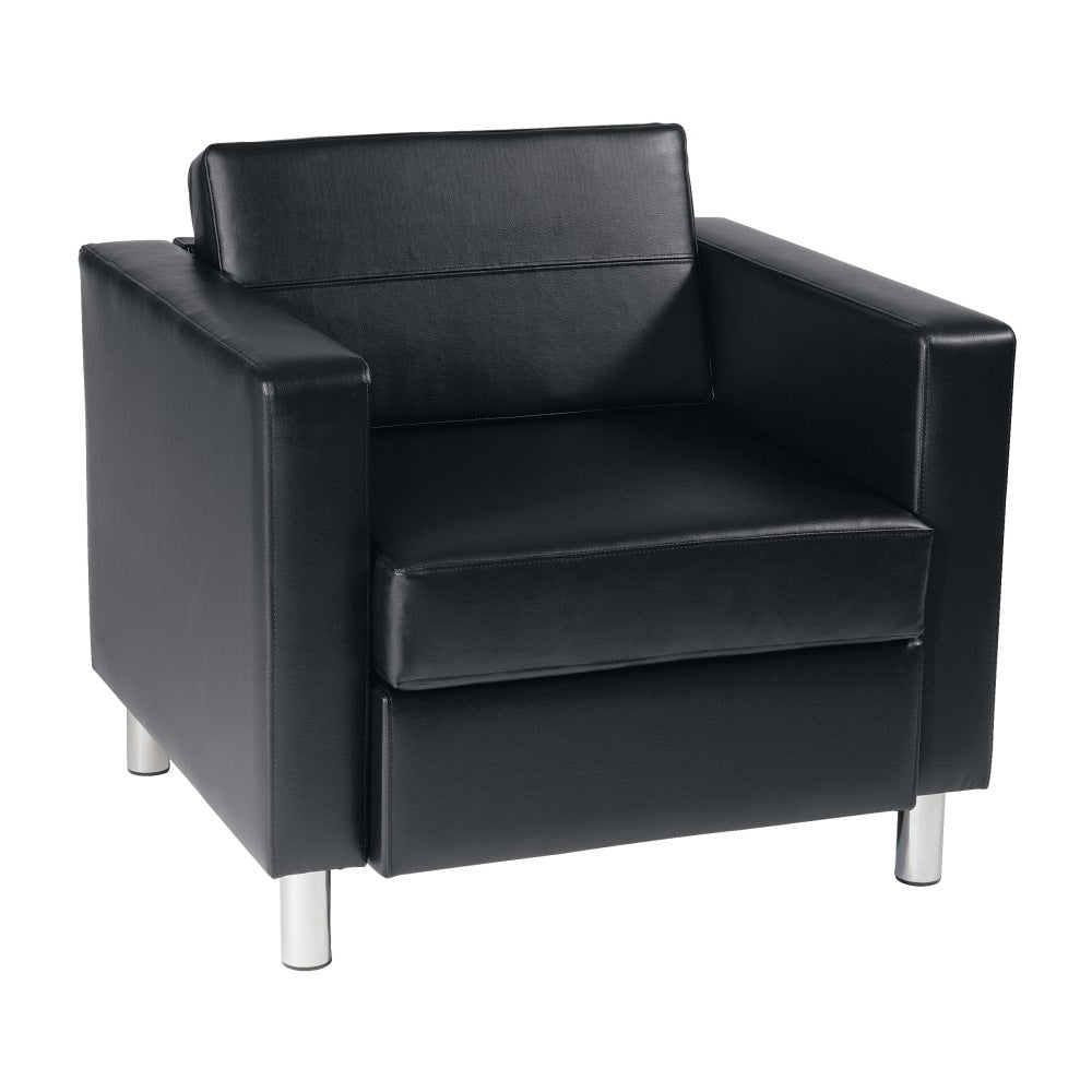 Ave Six Pacific Avenue Vinyl Arm Chair, Black/Chrome