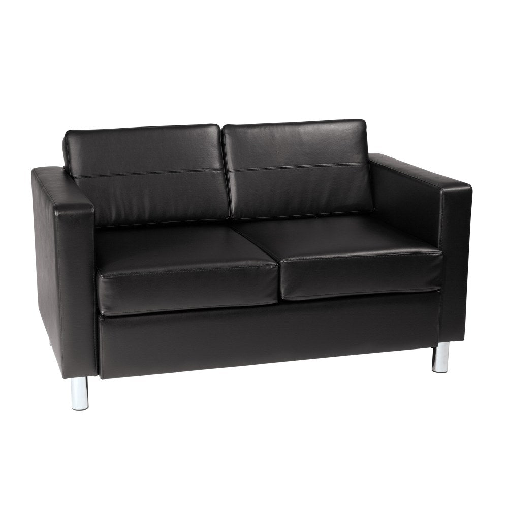 Ave Six Pacific Avenue Vinyl Loveseat, Black/Chrome