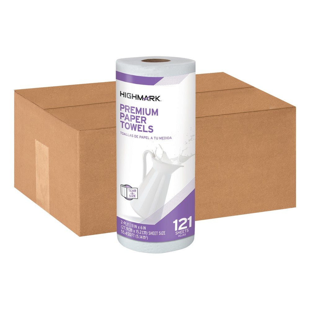 Highmark Premium 2-Ply Tear-A-Size Paper Towels, 121 Sheets Per Roll, Pack Of 24 Rolls