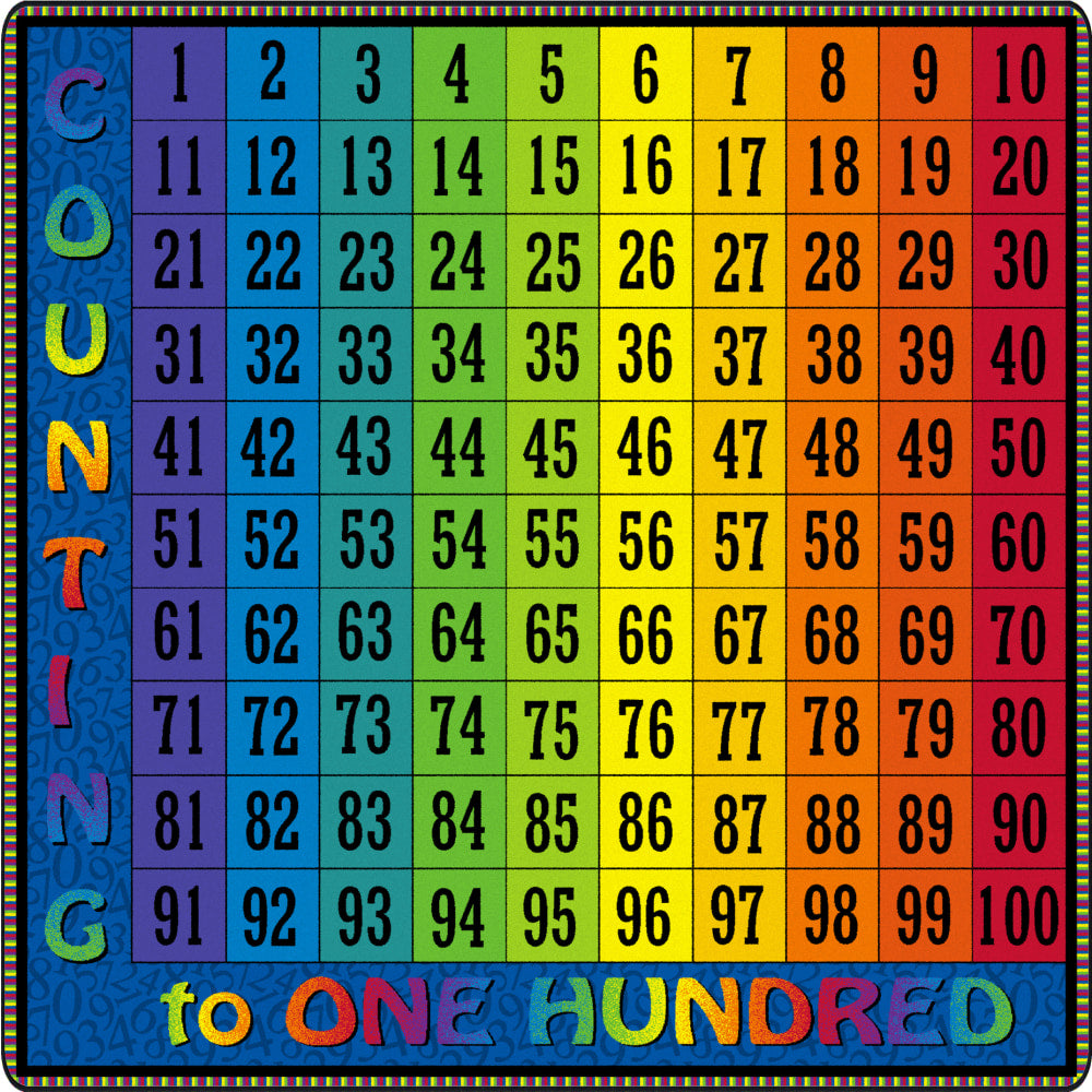 Flagship Carpets Counting To 100 Rug, Square, 6ft x 6ft, Multicolor