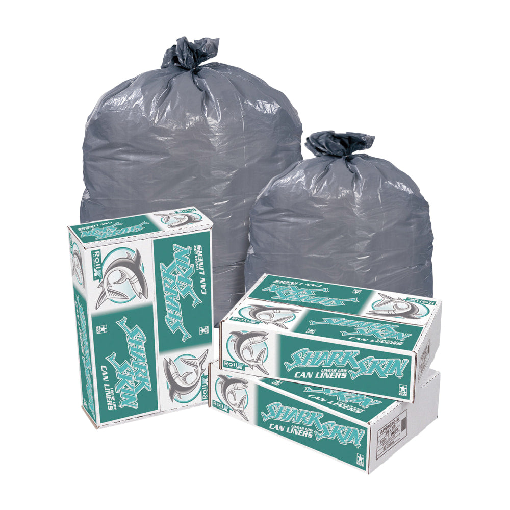 Pitt Plastics Shark Skin 1.1-mil Can Liners, 43in x 48in, 56 Gallons, Gray, Pack Of 100