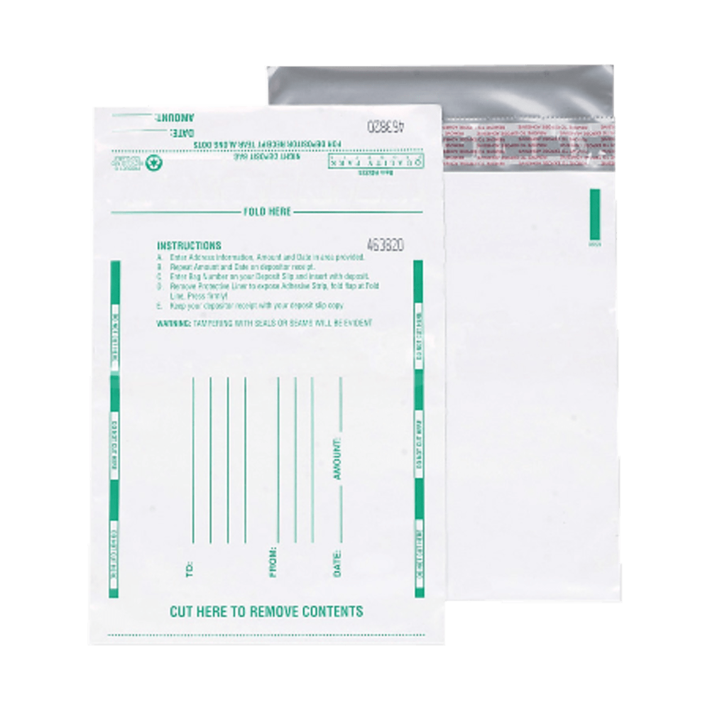 Quality Park Night Deposit Bags, 10in x 13in, White, Pack Of 100