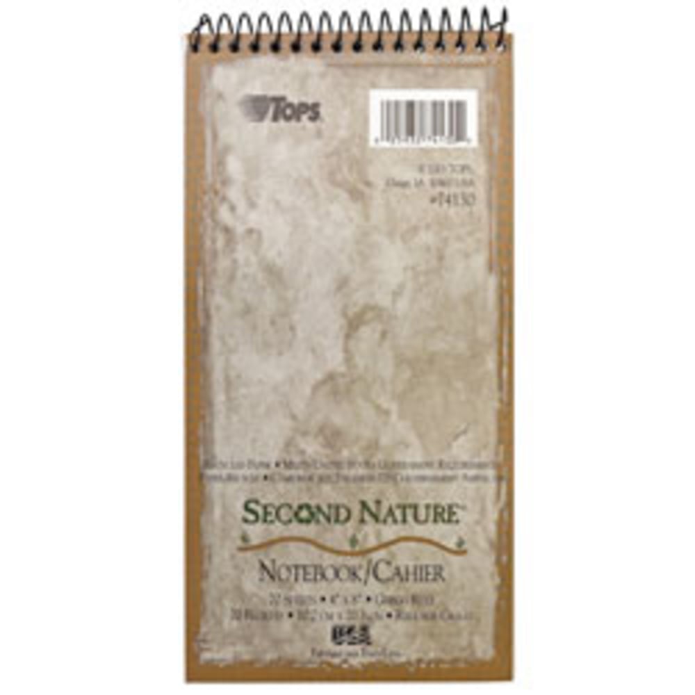 TOPS Second Nature 100% Recycled Reporters Notebook, 4in x 8in, 1 Subject, Gregg Ruled, 70 Sheets, White