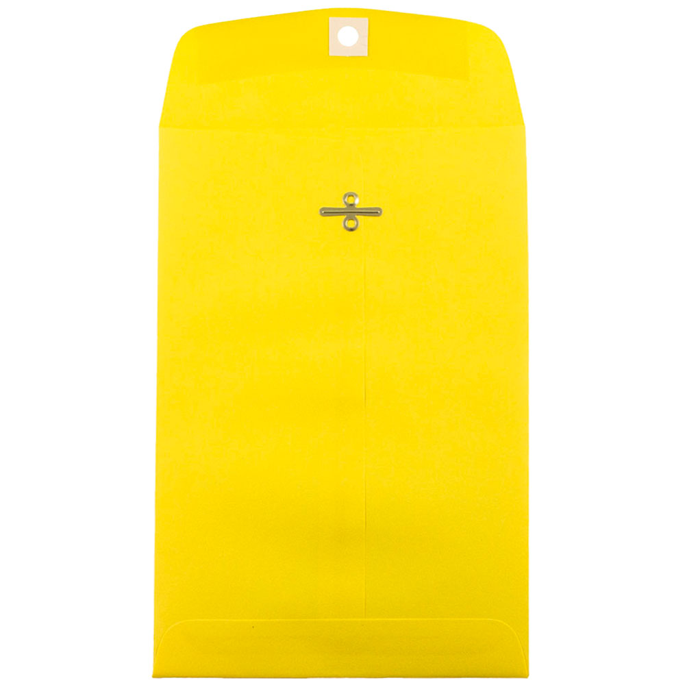JAM Paper Open-End 6in x 9in Catalog Envelopes, Clasp Closure, Yellow, Pack Of 100 Envelopes