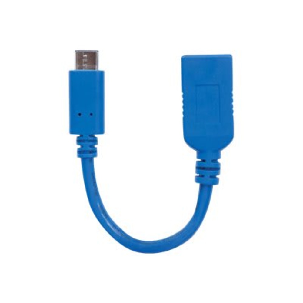Manhattan SuperSpeed USB 3.1 Gen1 Type-C Male To Type-A Female Device Cable, 5 Gbps, 6in, Blue, 353540