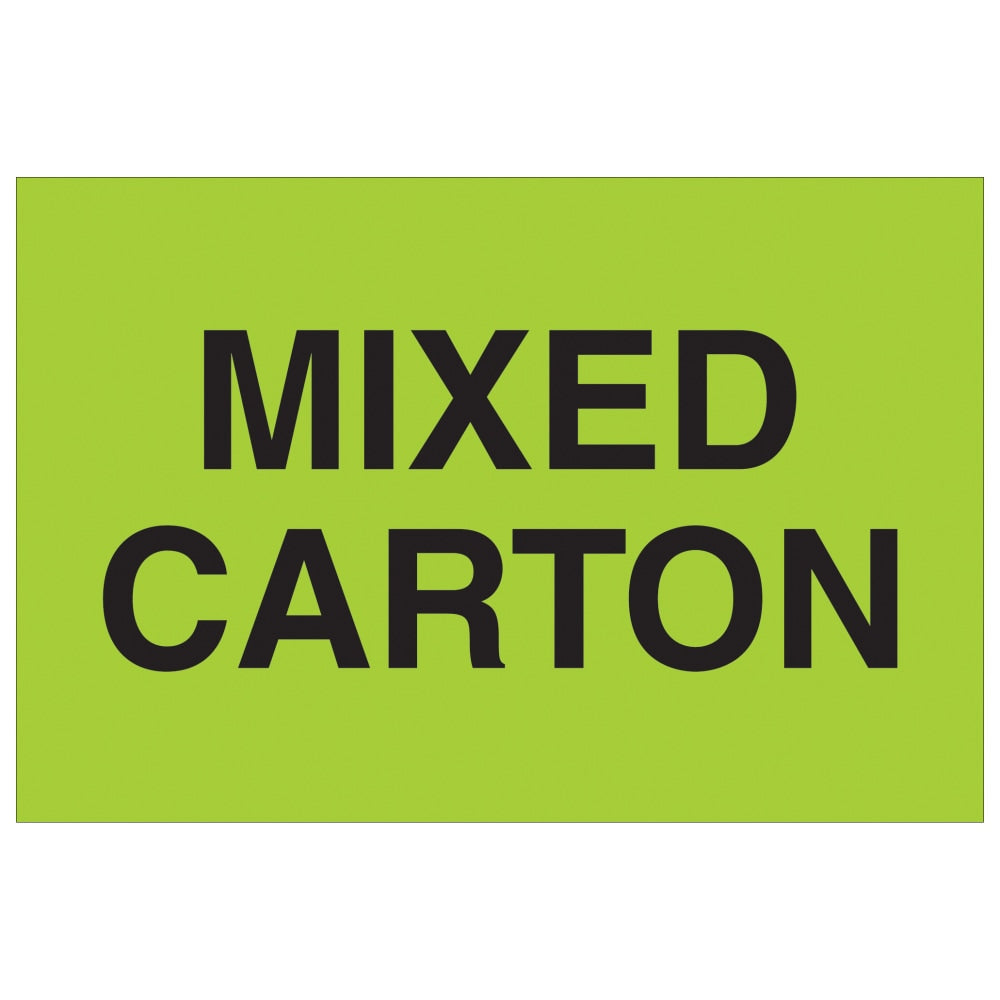 Tape Logic Preprinted Shipping Labels, DL1318, Mixed Carton, Rectangle, 2in x 3in, Fluorescent Green, Roll Of 500