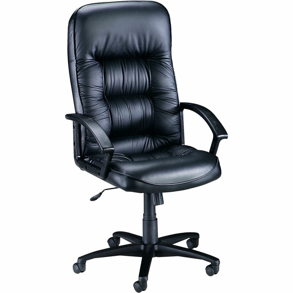 Lorell Tufted Ergonomic Bonded Leather High-Back Executive Chair, Black