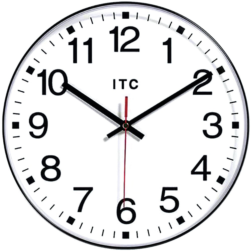 Infinity Instruments Round Wall Clock, 12in, Black/White