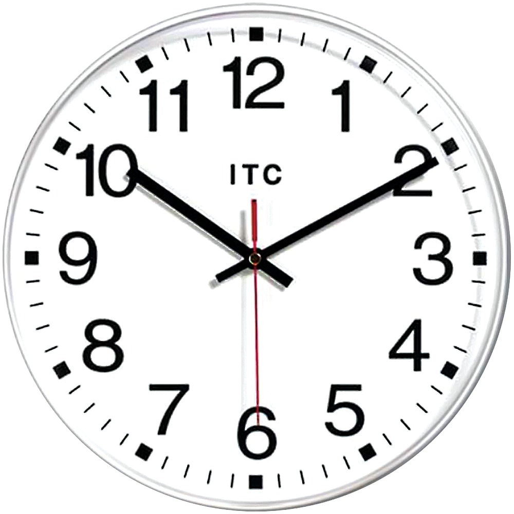 Infinity Instruments Round Wall Clock, 12in Black/White