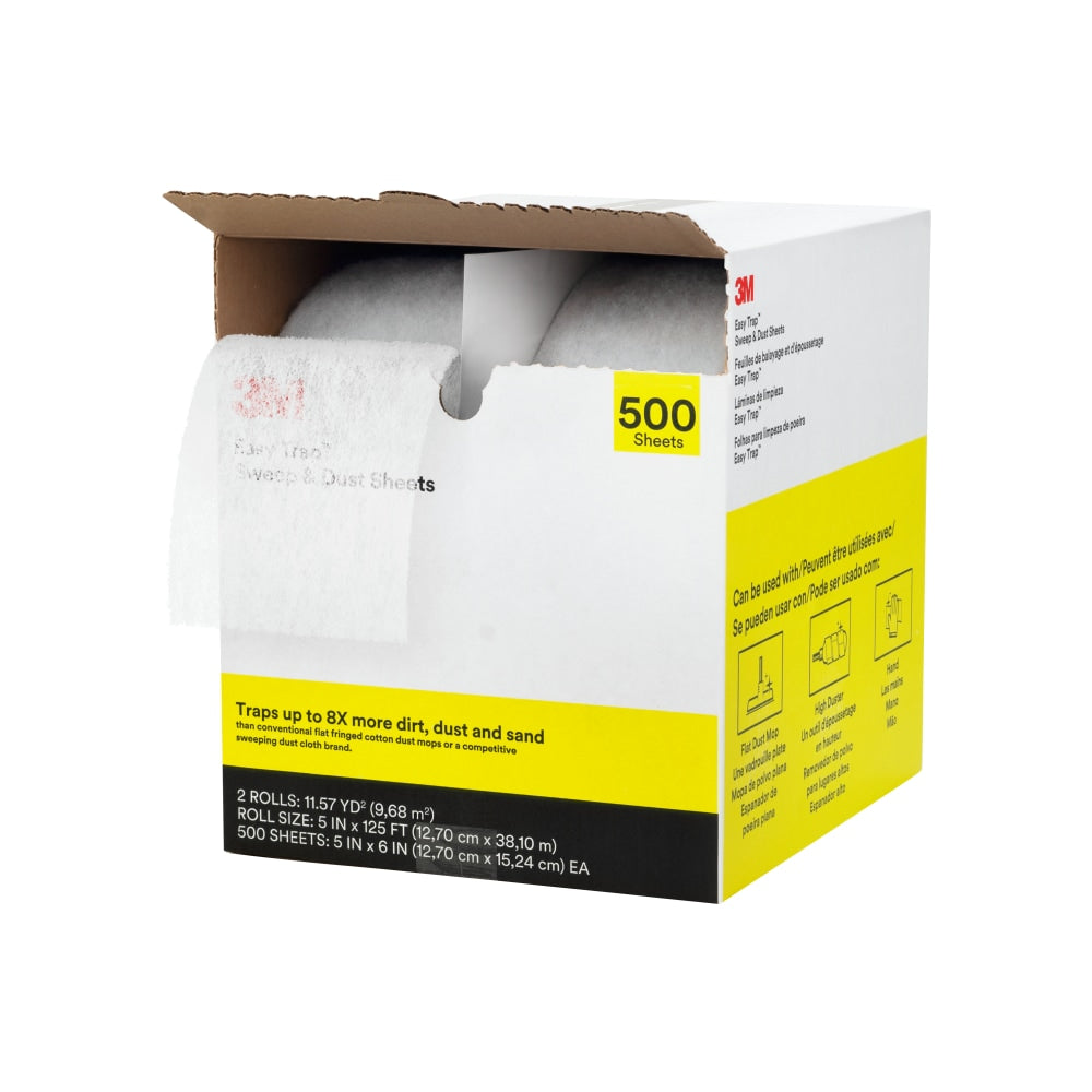 3M Easy Trap Duster Sweep And Dust Sheets, 5in x 6in x 125ft, 2 Rolls, 500 sheets