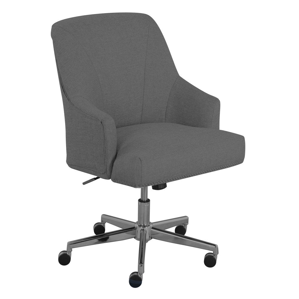 Serta Leighton Mid-Back Office Chair, Medium Gray/Chrome