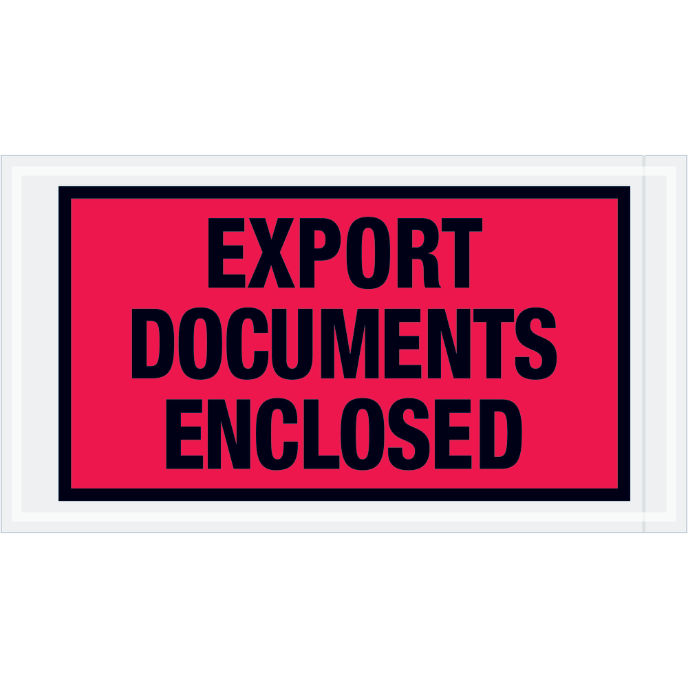 Tape Logic Preprinted Packing List Envelopes, Export Documents Enclosed, 5 1/2in x 10in, Red, Case Of 1,000