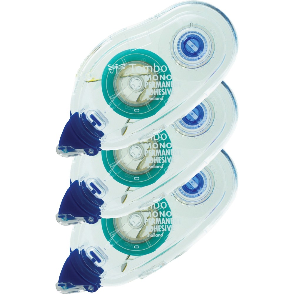 Tombow Mono Permanent Adhesive Applicator Refill, 0.33in x 39.33ft, Clear, Pack Of 3