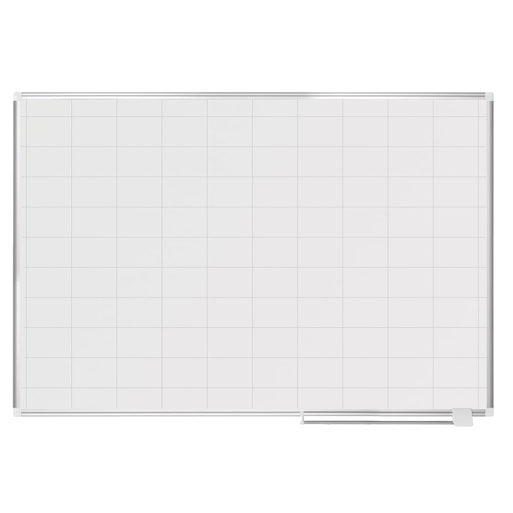MasterVision Magnetic Gold Ultra Dry-Erase Planning Whiteboard With 2in x 3in Grid, 48in x 72in, Aluminum Frame With Silver Finish
