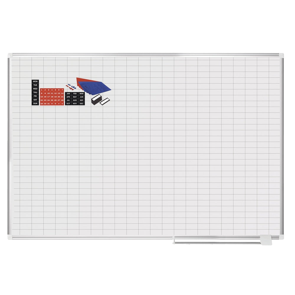 MasterVision Magnetic Gold Ultra Dry-Erase Planning Whiteboard With Accessory Kit, 48in x 72in, Aluminum Frame With Silver Finish