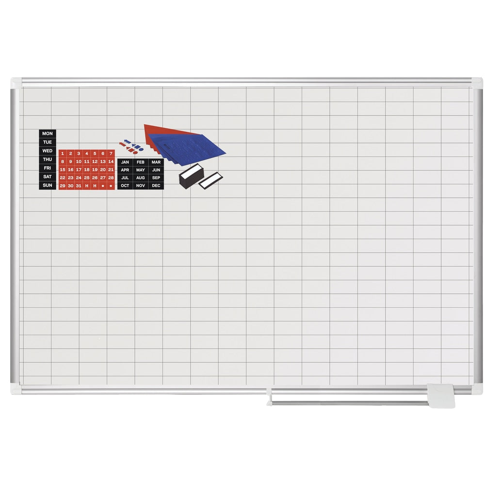 MasterVision Magnetic Gold Ultra Dry-Erase Planning Whiteboard With Accessory Kit, 36in x 48in, Aluminum Frame With Silver Finish