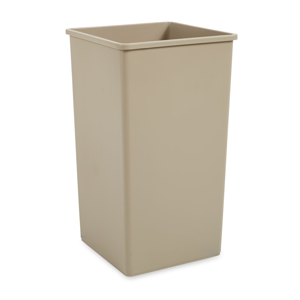 Rubbermaid Commercial 50-gal Untouchable Sqre Container - 50 gal Capacity - Square - Touchless - Compact, Rugged, Durable, Crack Resistant - Plastic - Beige - 4