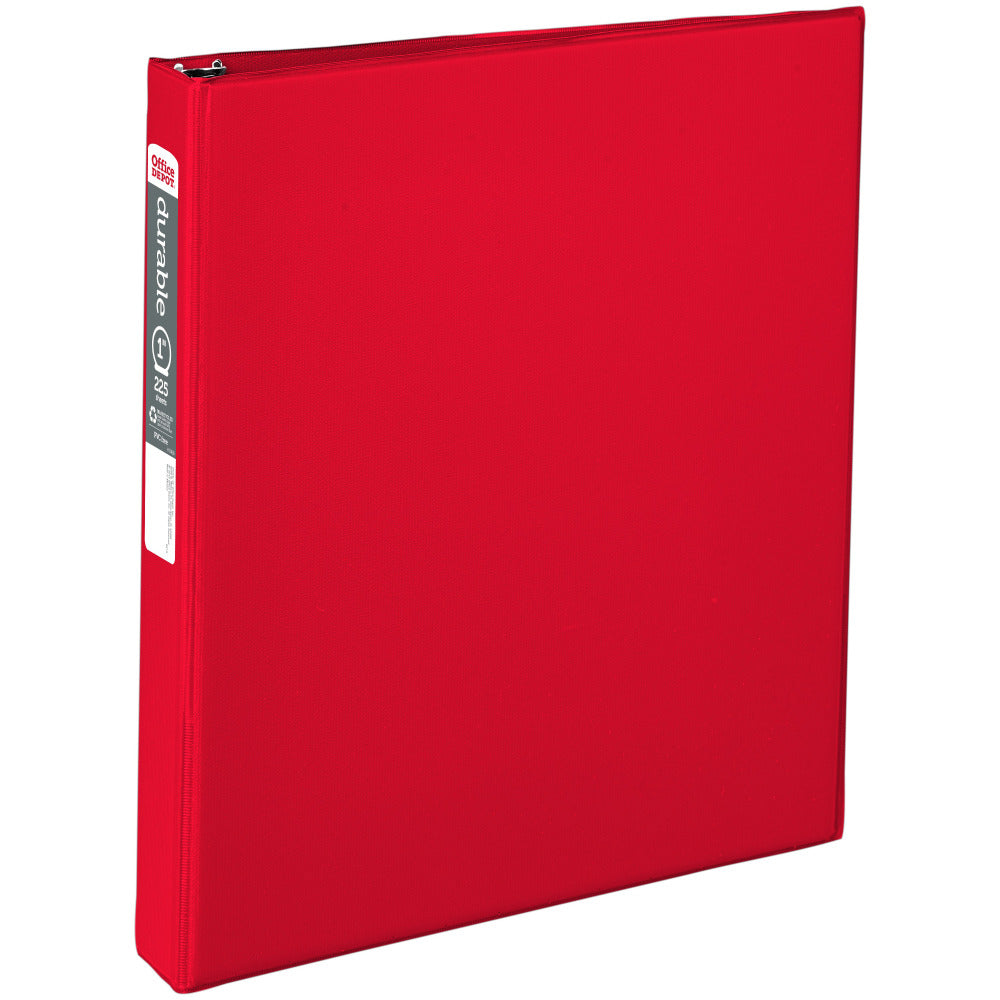 Office Depot Brand Durable Reference 3-Ring Binder, 1in Round Rings, Red
