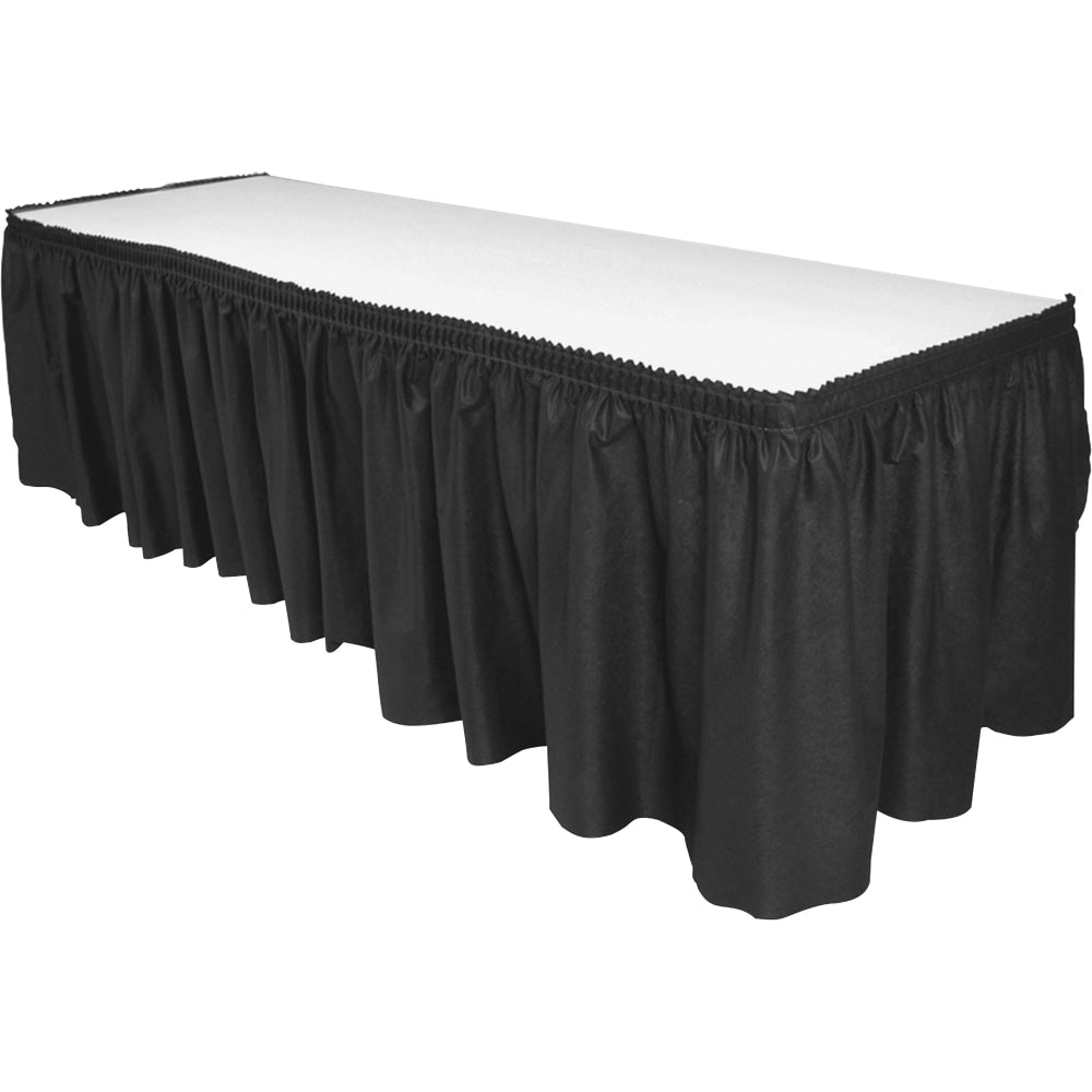 Genuine Joe Nonwoven Table Skirts - 14 ft Length x 29in Width - Adhesive Backing - Polyester - Black - 6 / Carton