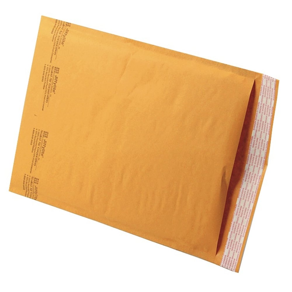 Sealed Air Self-Seal Bubble Mailers, 9 1/2in x 14 1/2in, Kraft, Case Of 100