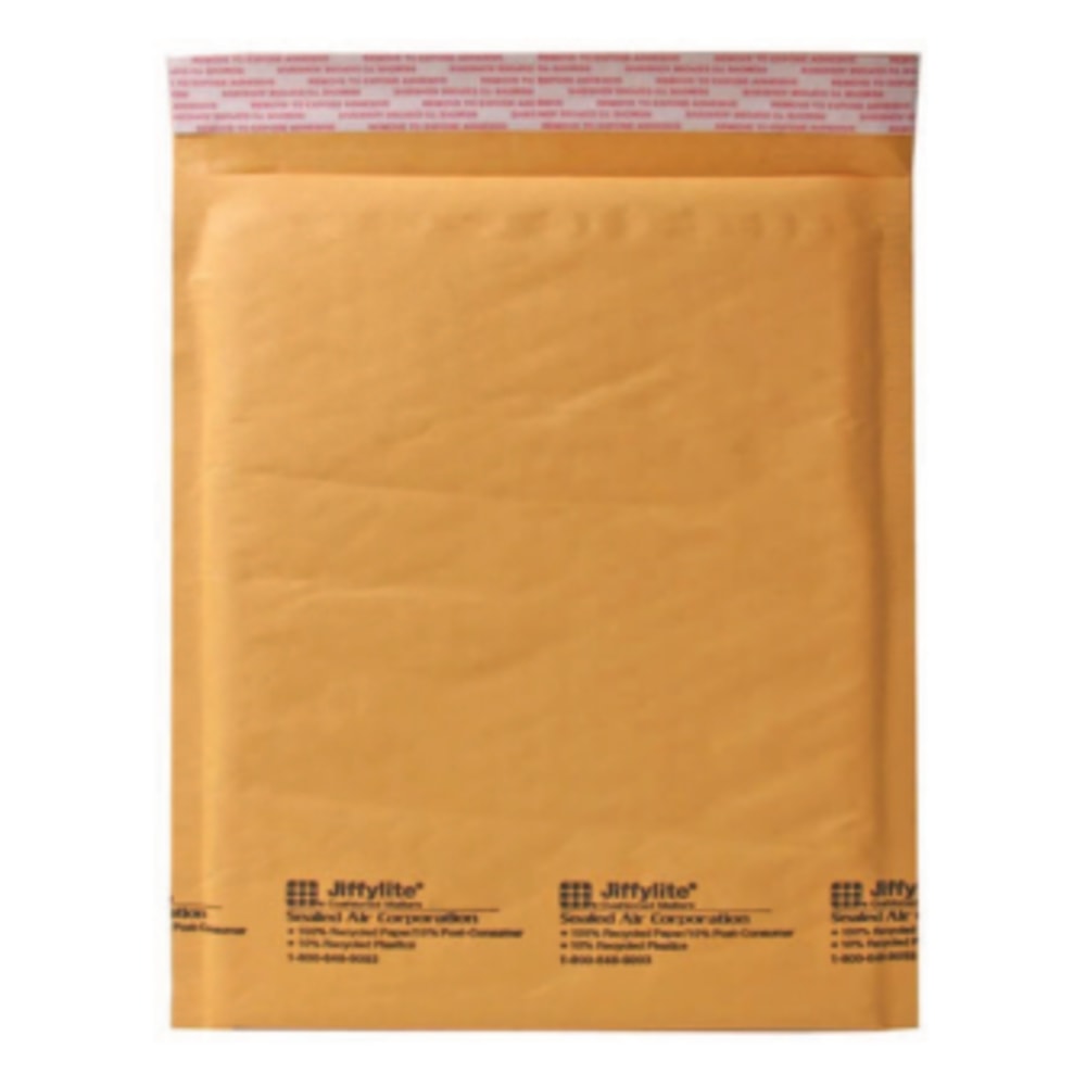 Sealed Air Self-Seal Bubble Mailers, 12 1/2in x 19in, Kraft, Case Of 50