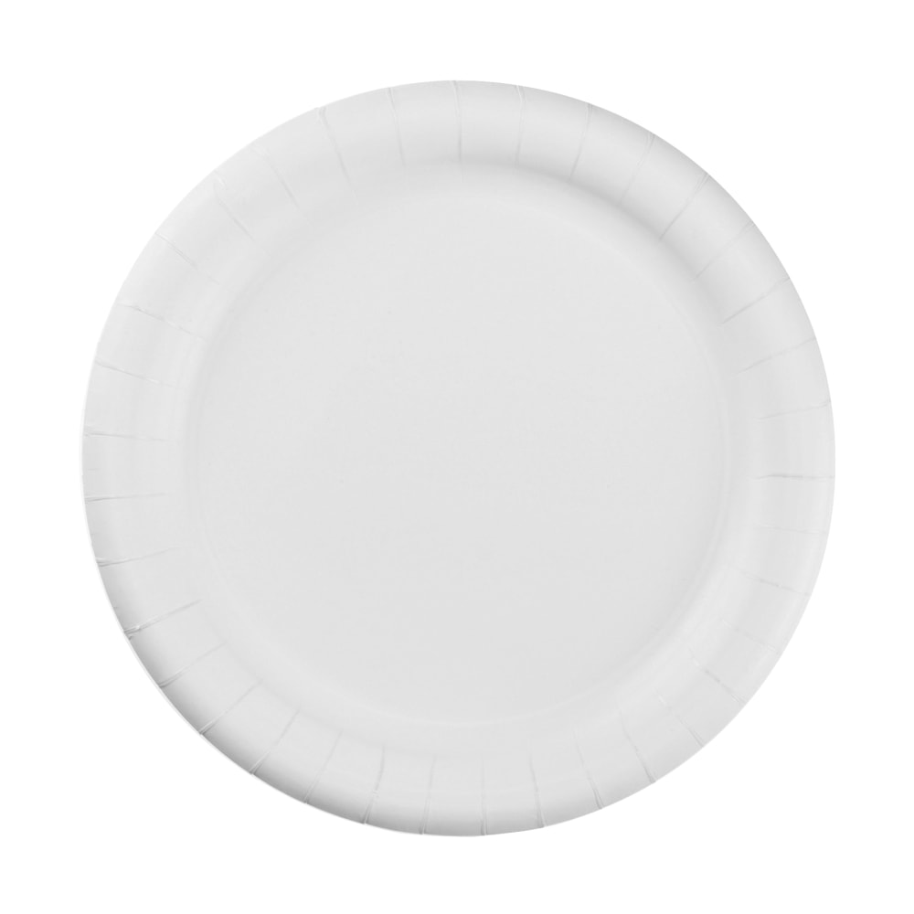AJM Premium Coated Round Paper Plates, 9in Diameter, White, Pack Of 125