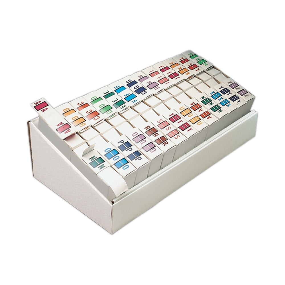Smead BCCR Bar-Style Color Coded Permanent End-Tab Alphabetical Label Kit, A To Z Labels, Box Of 26 Label Rolls, 500 Labels Per Roll