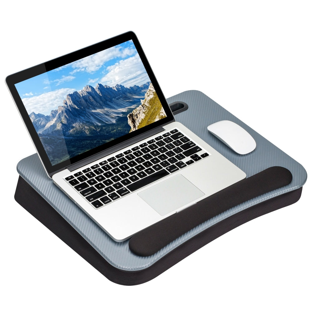 LapGear Smart-e Pro Lap Desk, 18-1/2in x 15-15/16in x 2-13/16in, Gray Woodgrain