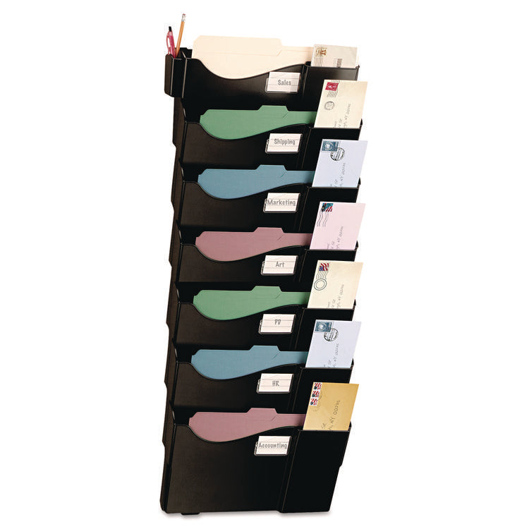 Grande Central Filing System, 7 Sections, Legal/Letter Size, 16.63" x 4.75" x 38.25", Black, 7/Pack
