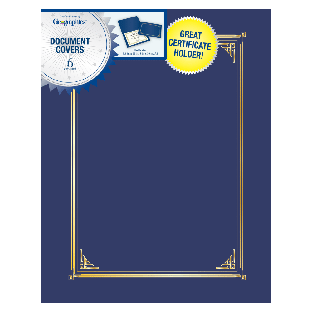 Geographics 30% Recycled Document Covers, 9 3/4in x 12 1/2in, Navy Blue, Pack Of 6