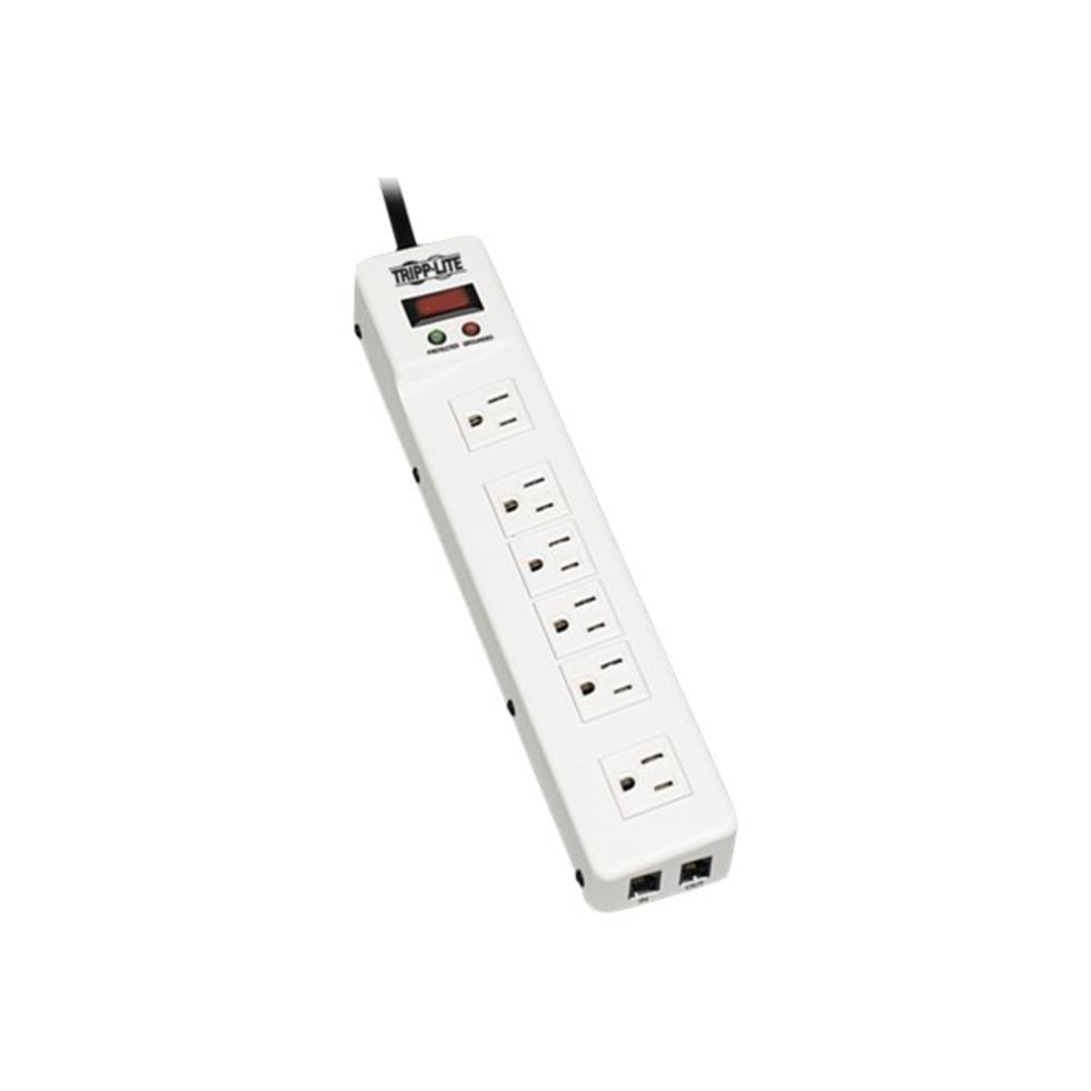 Tripp Lite Surge Protector Power Strip 120V RJ11 RT Angle 6 Outlet Metal 15ft Crd - Surge protector - 15 A - AC 120 V - output connectors: 6 - white - for P/N: CLAMPUSBLK, CLAMPUSW