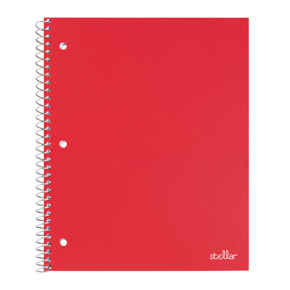 Office Depot Brand Stellar Poly Notebook, 8in x 10-1/2in, 1 Subject, Wide Ruled, 100 Sheets, Red