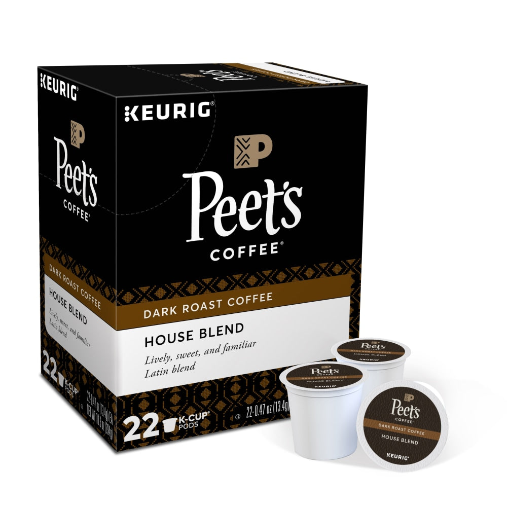 Peets Coffee & Tea Single-Serve Coffee K-Cup, House Blend, Carton Of 22