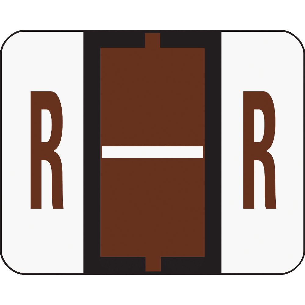 Smead BCCR Bar-Style Permanent Alphabetical Labels, R, Brown, Roll Of 500