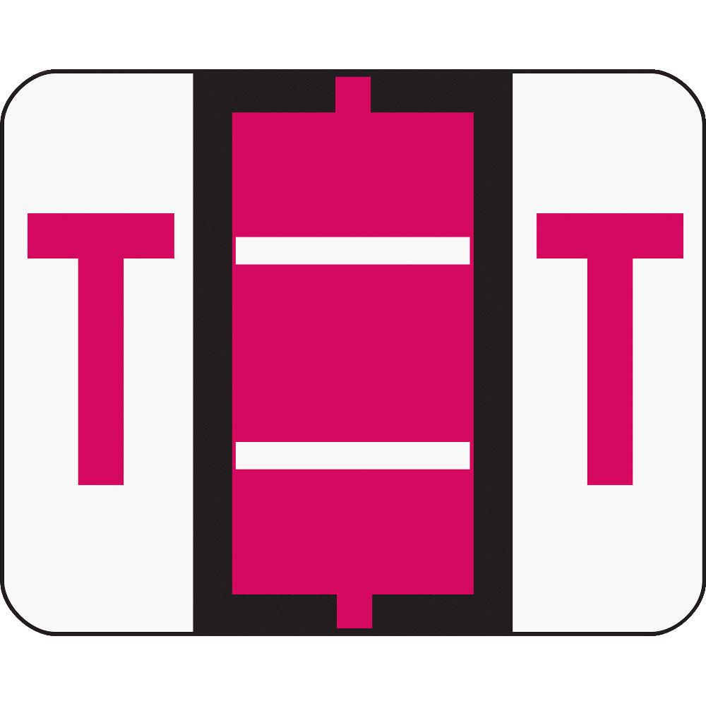 Smead BCCR Bar-Style Permanent Alphabetical Labels, T, Red, Roll Of 500