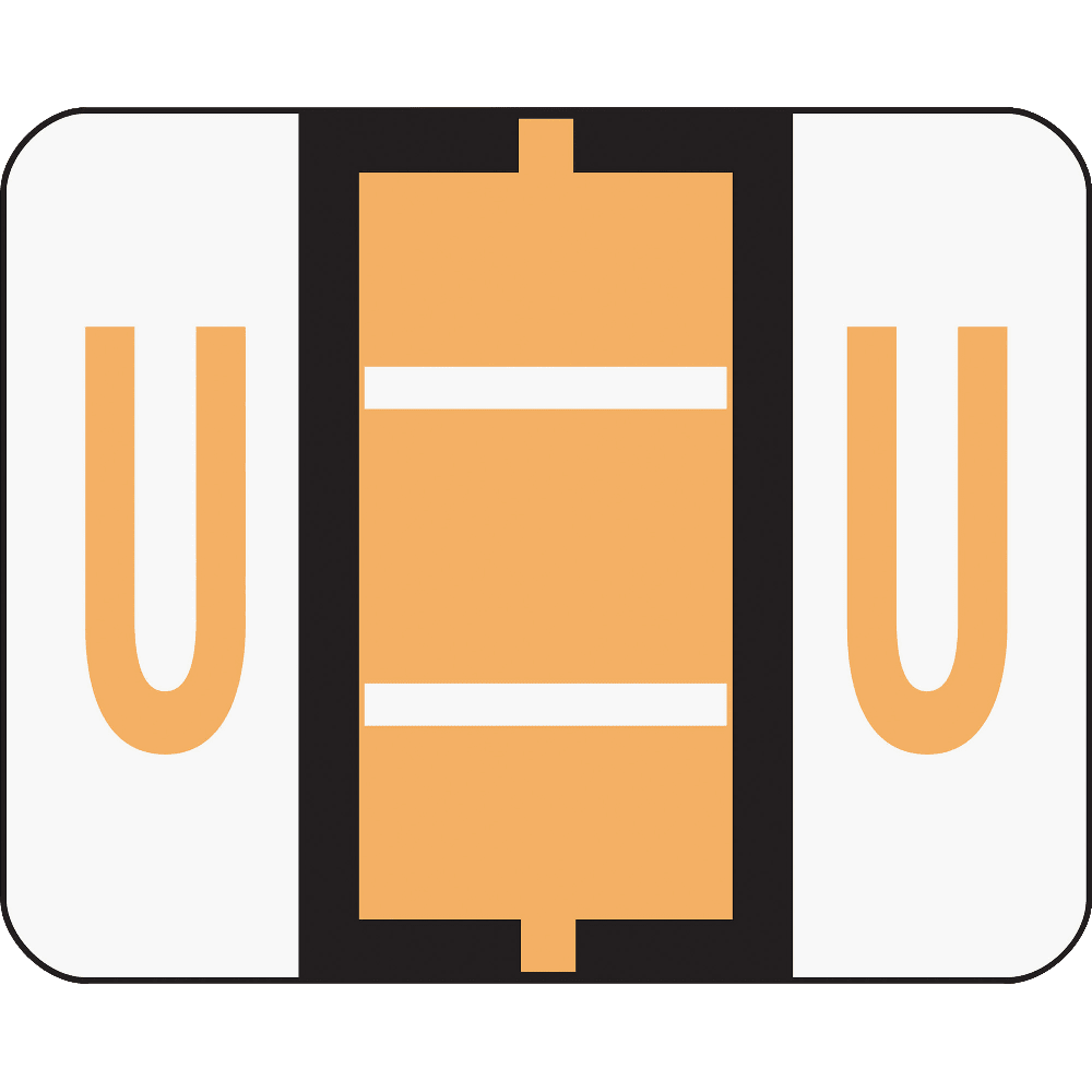 Smead BCCR Bar-Style Permanent Alphabetical Labels, U, Light Orange, Roll Of 500