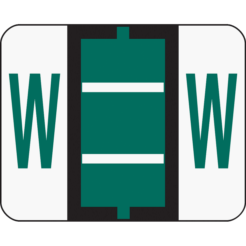Smead BCCR Bar-Style Permanent Alphabetical Labels, W, Dark Green, Roll Of 500