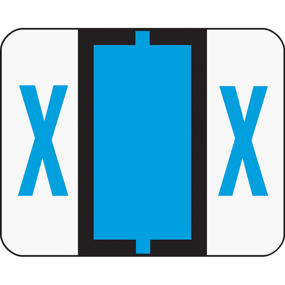 Smead BCCR Bar-Style Permanent Alphabetical Labels, X, Blue, Roll Of 500