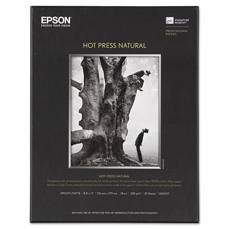 Hot Press Fine Art Paper, 17 Mil, 8.5 X 11, Smooth Matte Natural, 25/pack