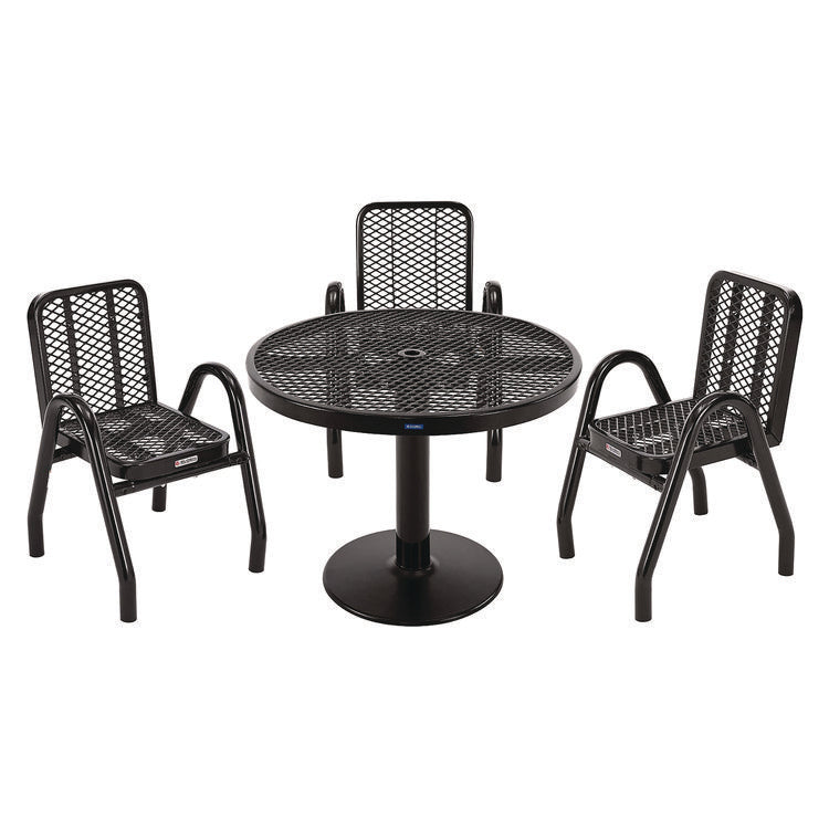 Outdoor Dining Set, Round, 36" dia x 29"h, Black Top, Black Base/Legs