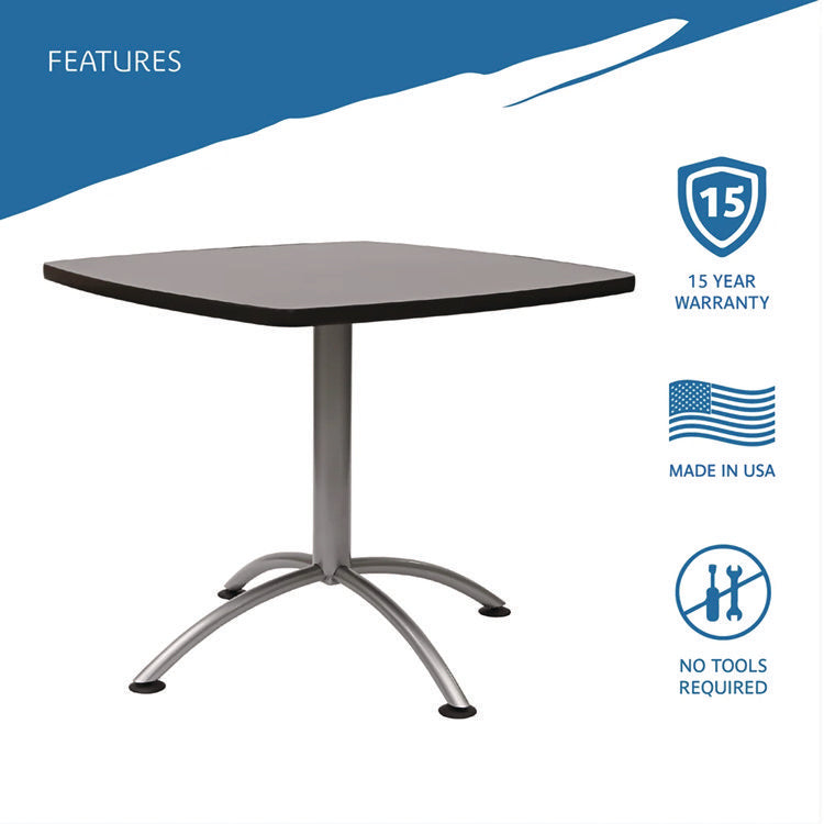 CafeWorks Cafe-Height Table, Square, 36" x 36" x 30", Graphite Granite/Silver