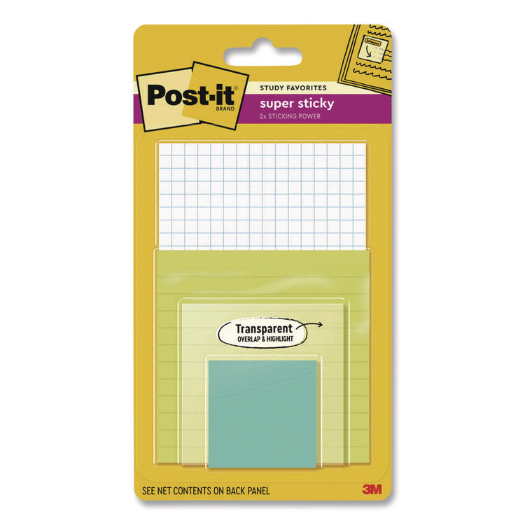 Pad Collection Assortment Pack with Transparent Notes, Assorted Colors/Ruling/Sizes, 4 Pads/Pack