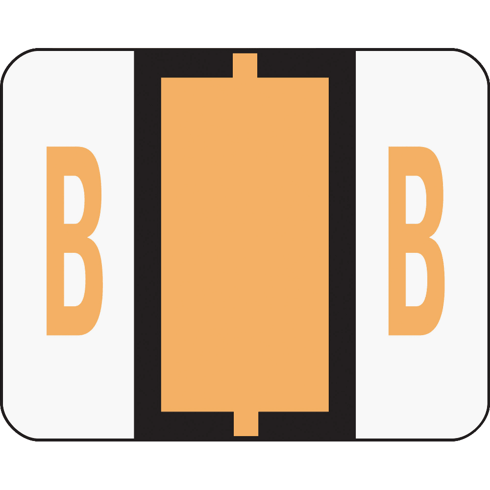 Smead BCCR Bar-Style Permanent Alphabetical Labels, B, Light Orange, Roll Of 500